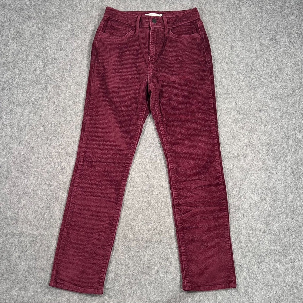 Levi's Maroon Red Corduroy 724 High Rise Straight Leg Jeans Women's Size 28
